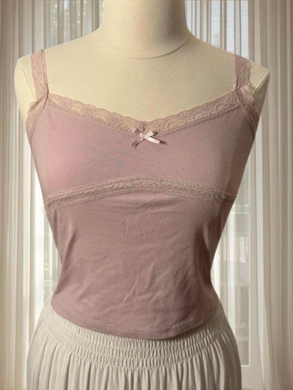 Tilly’s Pink/Lilac lace cami top with bow detail